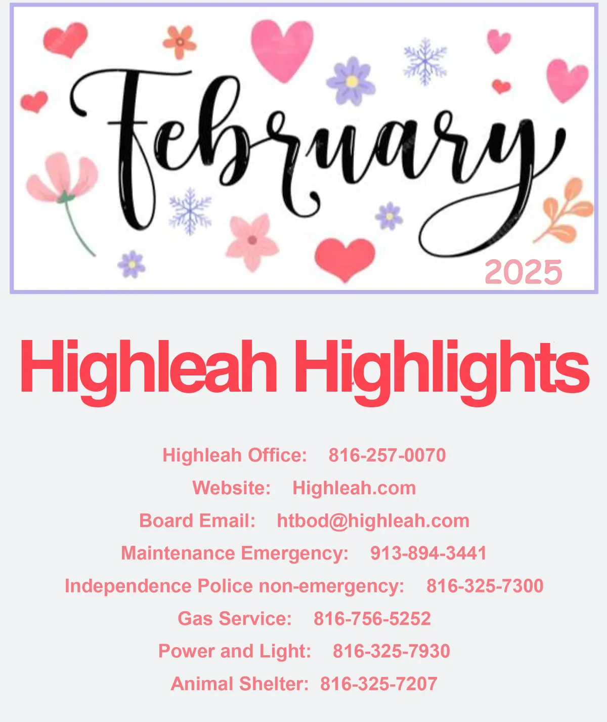 Highleah newsletter cover - Feb 2025