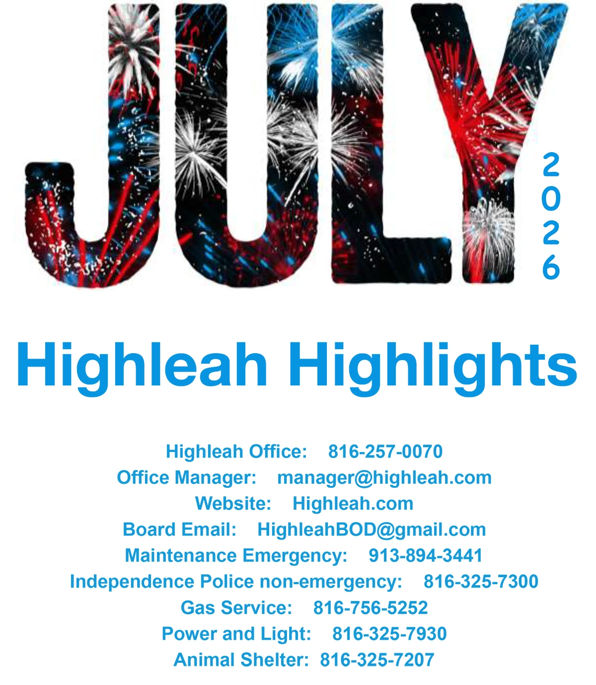 Highleah Newsletter - July 2026